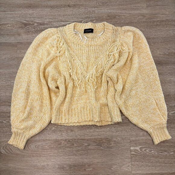 MINKPINK Rosalyn Fringing Jumper Yellow Oversized Chunky Knit PUllover sz M - Picture 3 of 13
